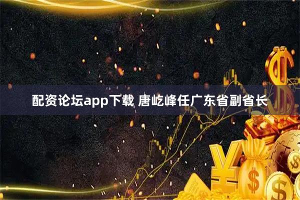 配资论坛app下载 唐屹峰任广东省副省长